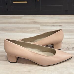 Amalfi pointed Toe Block Heels nude pink